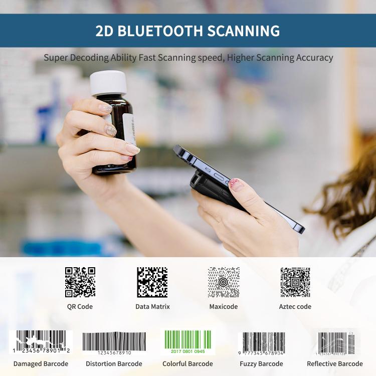 NETUM E800 2D QR Barcode Cell Phone Back Clip Portable Wireless Bluetooth Scanner - Portable Scanner by NETUM | Online Shopping UK | buy2fix