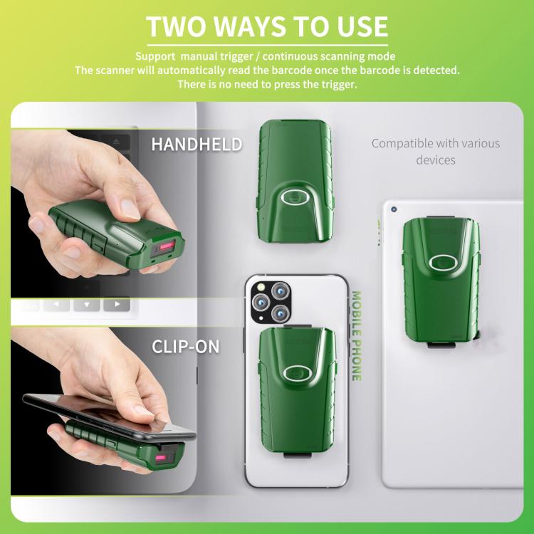 NTEUM E740 Cell Phone Back Clip Portable 1D Code Wireless Bluetooth Scanner - Portable Scanner by NTEUM | Online Shopping UK | buy2fix