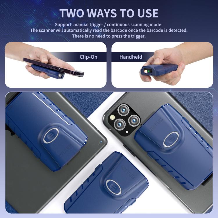 NETUM E950 Cell Phone Back Clip Portable 1/2 Code Wireless Bluetooth Scanner - Portable Scanner by NETUM | Online Shopping UK | buy2fix