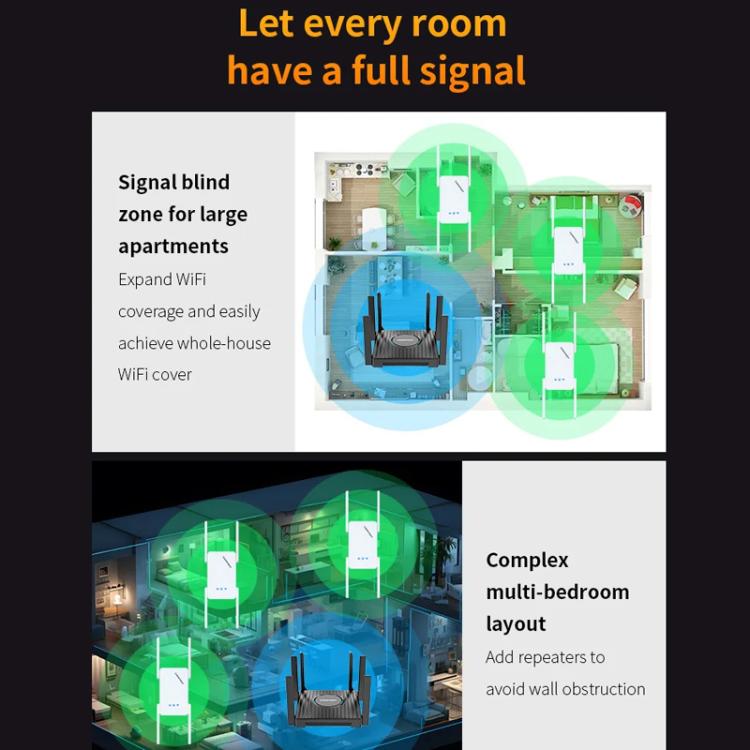 COMFAST CF-XR185 V2 AX3000 WiFi 6 Extender Dual Band Gigabit Wireless Repeater US Plug - Broadband Amplifiers by COMFAST | Online Shopping UK | buy2fix