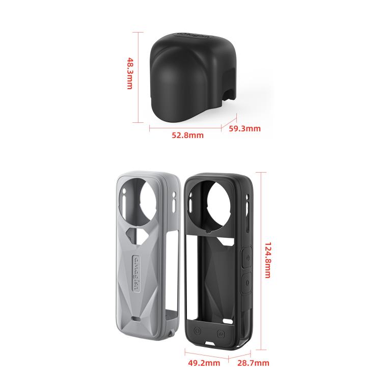 aMagisn Body Case+Lens Cap For Insta360 X5 Action Camera Protective Accessories Black - Case & Bags by aMagisn | Online Shopping UK | buy2fix