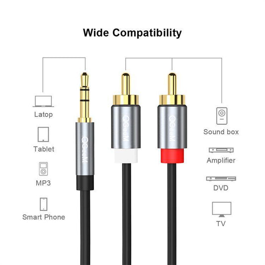 QGeeM 2RCA to 3.5mm Jack Audio Cable Gold-Plated Stereo Aux Cord for Home Theater, DVD Player,Hi-Fi Systems 5m - Aux Cable by QGeeM | Online Shopping UK | buy2fix