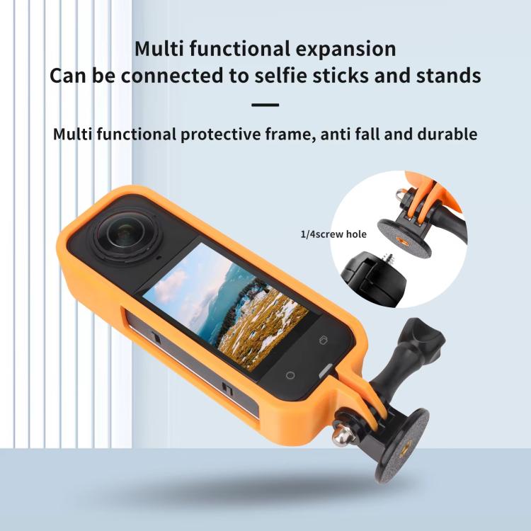 For Insta360 X5 360 Camera CQT Expandable Protective Cage Shockproof Case Horizontal Orange - Mount & Holder by CQT | Online Shopping UK | buy2fix