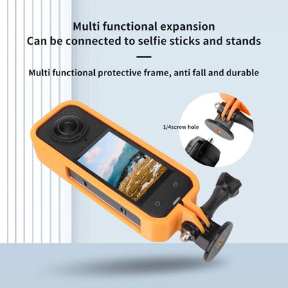For Insta360 X5 360 Camera CQT Expandable Protective Cage Shockproof Case Horizontal Orange - Mount & Holder by CQT | Online Shopping UK | buy2fix