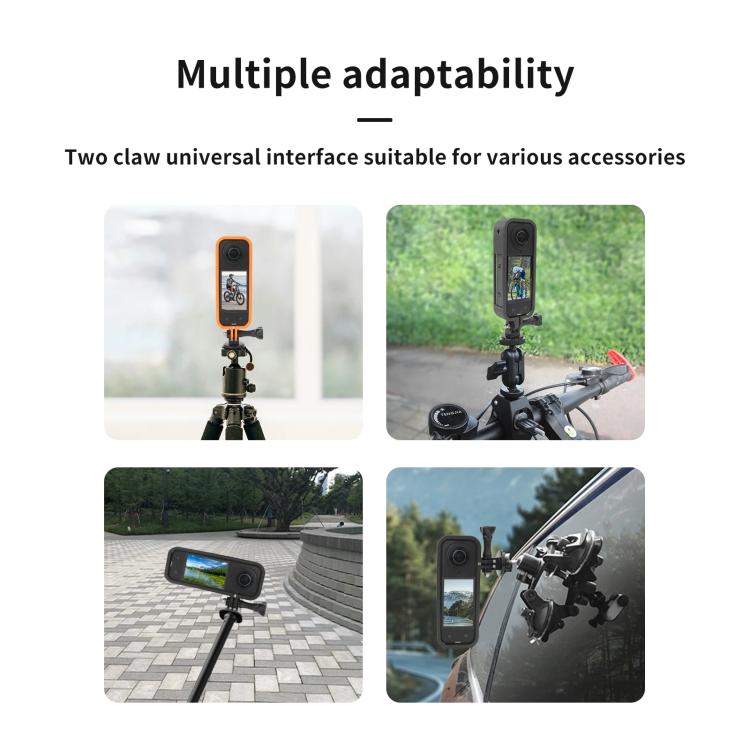 For Insta360 X5 360 Camera CQT Expandable Protective Cage Shockproof Case Vertical Orange - Mount & Holder by CQT | Online Shopping UK | buy2fix
