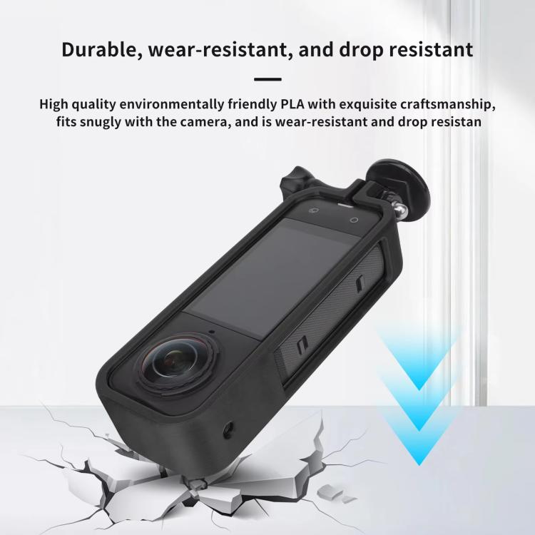 For Insta360 X5 360 Camera CQT Expandable Protective Cage Shockproof Case Horizontal Orange - Mount & Holder by CQT | Online Shopping UK | buy2fix