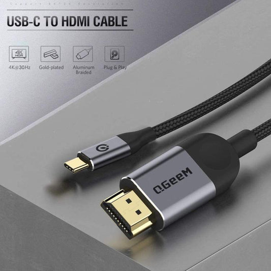 QGeeM USB-C/Type-C To HDMI Cable 4K 30Hz For Screen Mirroring & Extended Display, Cable Length: 1.2m - Cable by QGeeM | Online Shopping UK | buy2fix