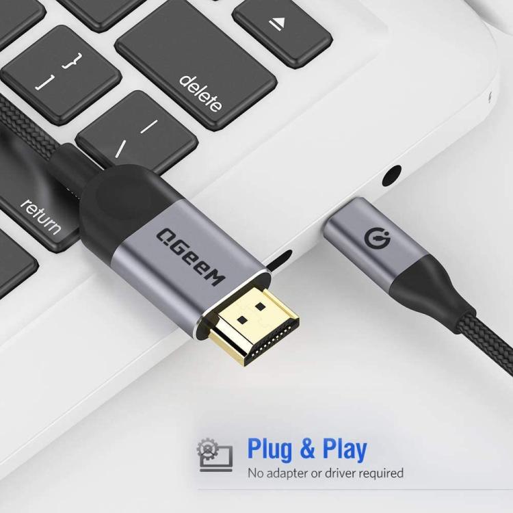 QGeeM USB-C/Type-C To HDMI Cable 4K 30Hz For Screen Mirroring & Extended Display, Cable Length: 1.2m - Cable by QGeeM | Online Shopping UK | buy2fix