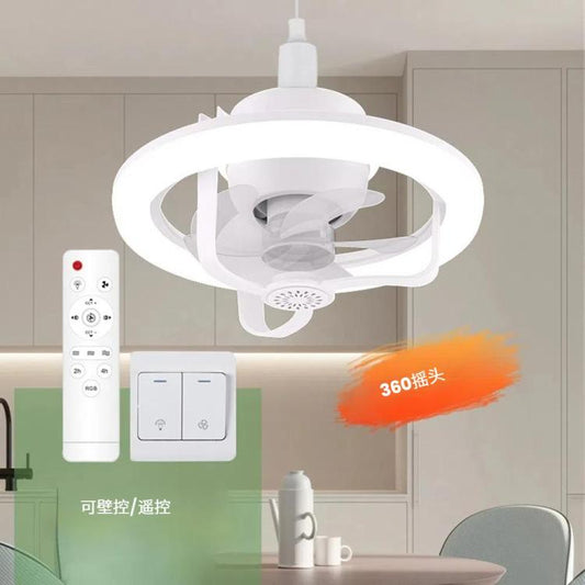 50W Ceiling Fan Light With E27 Socket 3 Speeds Adjustable RGB LED Strip(White) - Celling Lights & Chandeliers by buy2fix | Online Shopping UK | buy2fix