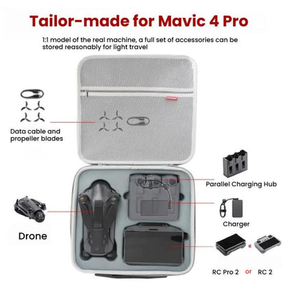 For DJI Mavic 4 Pro Fly More Combo / Creator Combo Carrying Case Durable PU Crossbody Shoulder Bag(Gray) - Backpacks & Bags by buy2fix | Online Shopping UK | buy2fix