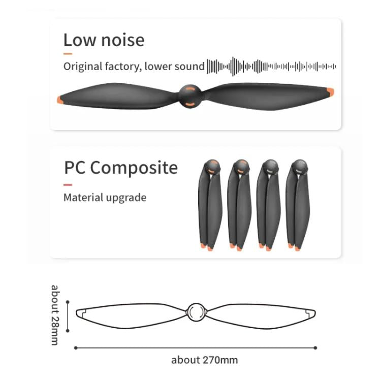 For DJI Mavic 4 Pro Drone RCSTQ Low-Noise Quick-Release Propellers Replacement Blades(Black Orange) - DIY Propeller by RCSTQ | Online Shopping UK | buy2fix
