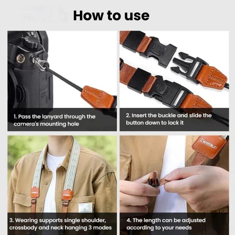 Cwatcun D193 Universal Camera Shoulder Strap Double Locking Portable Camera Accessories - Camera Strap by Cwatcun | Online Shopping UK | buy2fix