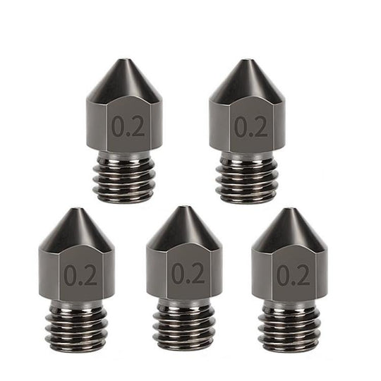 5pcs /Pack 1.75/0.2mm MK8 Hardened Steel Nozzle High-Temperature Resistant 3D Printer Extruder Hotend