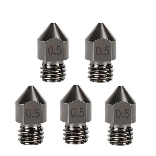 5pcs /Pack 1.75/0.5mm MK8 Hardened Steel Nozzle High-Temperature Resistant 3D Printer Extruder Hotend