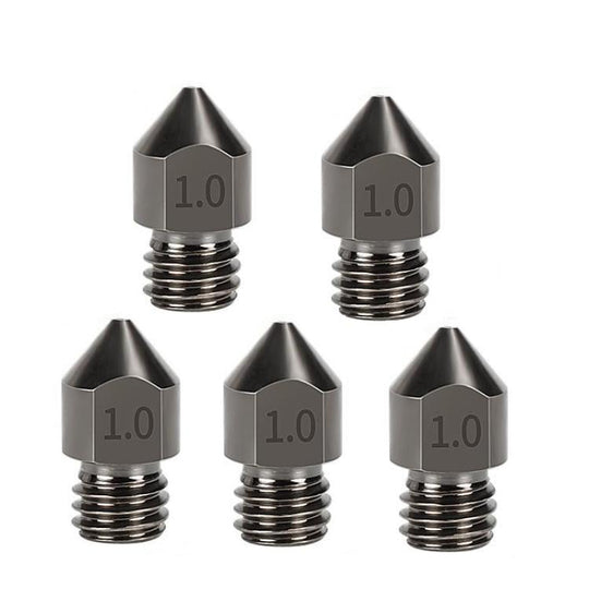 5pcs /Pack 1.75/1.0mm MK8 Hardened Steel Nozzle High-Temperature Resistant 3D Printer Extruder Hotend