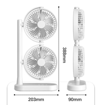 Dual Head Desk Fan 360-Degree Adjustable Oscillating Air Circulator 3-Speed Portable Cooling Fan 4000 mAh Battery - Electric Fans by buy2fix | Online Shopping UK | buy2fix