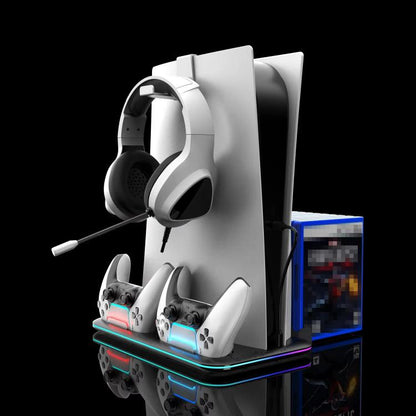 For PS5 Slim / Pro Multi-functional Cooling Stand with Controller Charging Station & Game Disc Storage Holder(Black) - Holder by buy2fix | Online Shopping UK | buy2fix