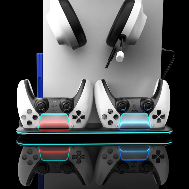 For PS5 Slim / Pro Multi-functional Cooling Stand with Controller Charging Station & Game Disc Storage Holder(Black) - Holder by buy2fix | Online Shopping UK | buy2fix
