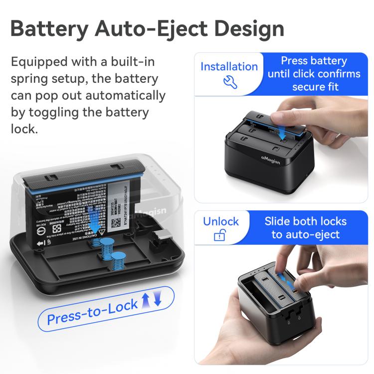 For Insta360 X5 Camera AMagisn Battery Charger Fast Charging Station For 3 Batteries Simultaneously - Others by aMagisn | Online Shopping UK | buy2fix