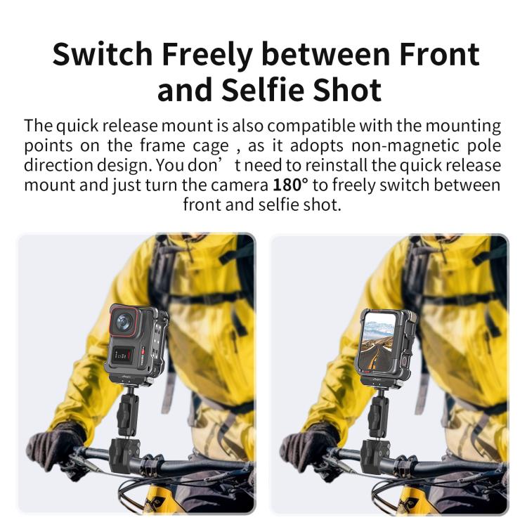 For Insta360 Ace Pro 2 / Ace Pro Camera AMagisn Quick Release Metal Cage Horizontal & Vertical Shooting Protective Frame(Charcoal Metallic) - Mount & Holder by aMagisn | Online Shopping UK | buy2fix