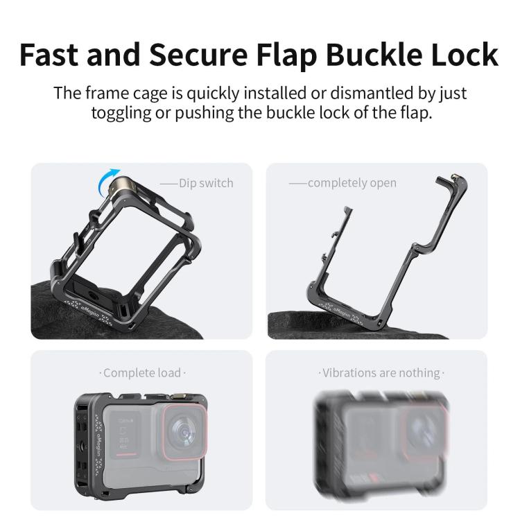 For Insta360 Ace Pro 2 / Ace Pro Camera AMagisn Quick Release Metal Cage Horizontal & Vertical Shooting Protective Frame(Black) - Mount & Holder by aMagisn | Online Shopping UK | buy2fix
