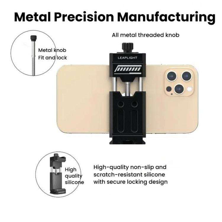 Leaplight Dual Cold Shoe All-Metal Phone Mount with 4x1/4 Inch Screw Ports & Arri Locating Holes(Gray) - Stand by Leaplight | Online Shopping UK | buy2fix