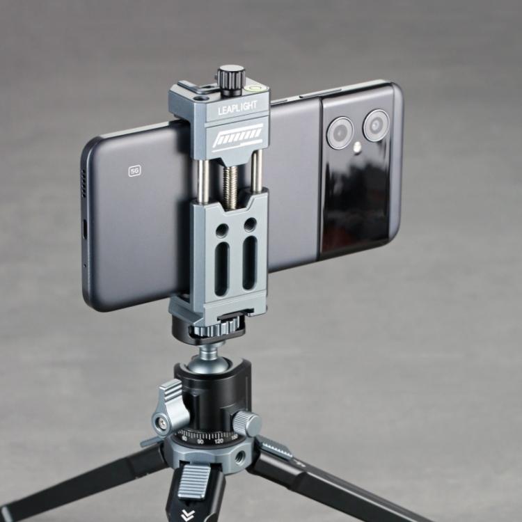 Leaplight Dual Cold Shoe All-Metal Phone Mount with 4x1/4 Inch Screw Ports & Arri Locating Holes(Gray) - Stand by Leaplight | Online Shopping UK | buy2fix