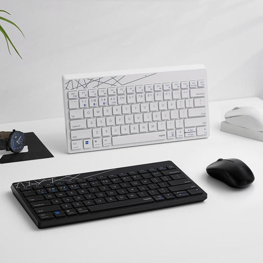 Rapoo 8000GT Bluetooth / 2.4G Wireless Keyboard Mice Set Laptop Tablet Cell Phone Keyboard And Mouse(Black) - Wireless Keyboard by Rapoo | Online Shopping UK | buy2fix