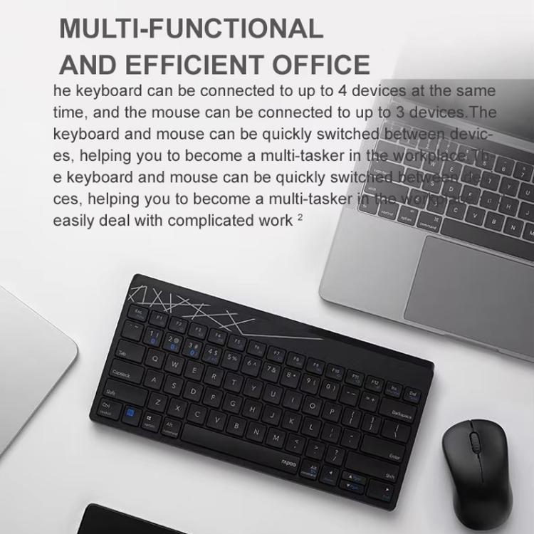 Rapoo 8000GT Bluetooth / 2.4G Wireless Keyboard Mice Set Laptop Tablet Cell Phone Keyboard And Mouse(Black) - Wireless Keyboard by Rapoo | Online Shopping UK | buy2fix