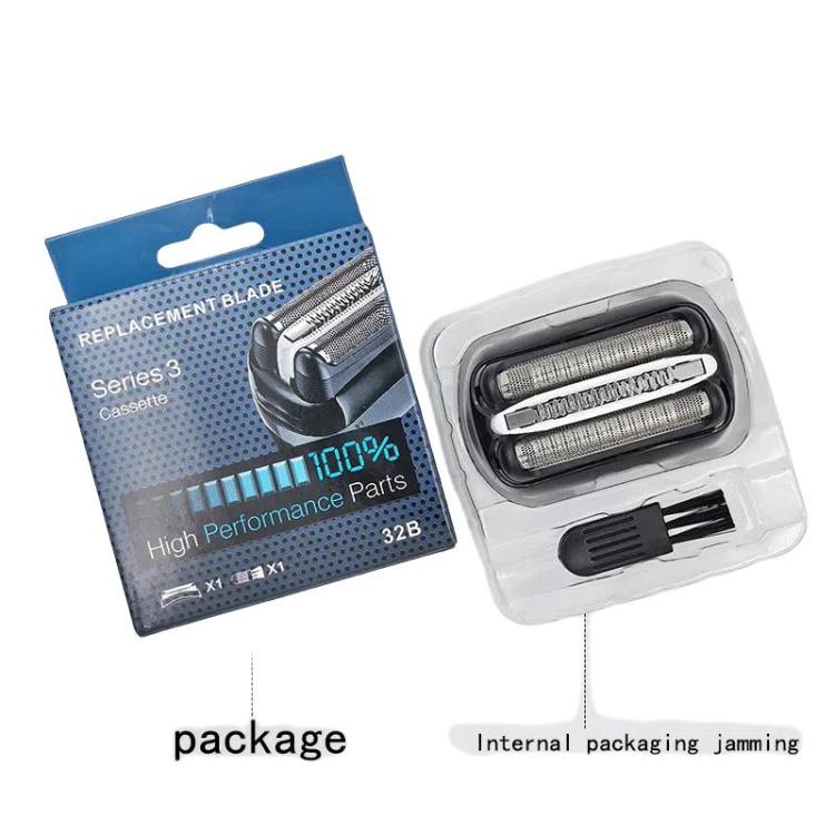 For Braun Series 3 Replacement Foil & Cutter 32B Precision Welded Stainless Steel Shaver Head(Black) - Shavers Parts by buy2fix | Online Shopping UK | buy2fix