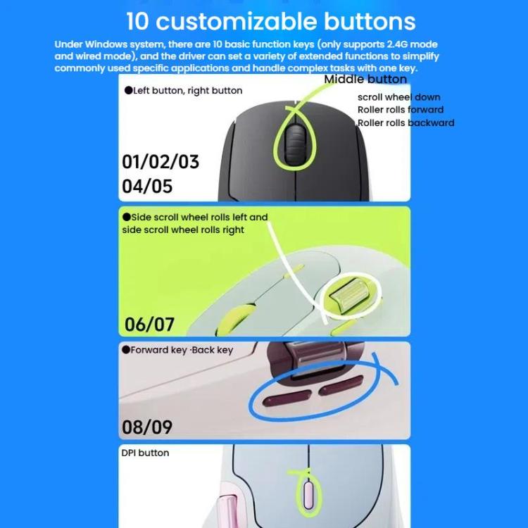 Rapoo MT560 3-Mode Wireless Bluetooth Mouse Ergonomic Desktop Laptop Mouse(Light Green) - Wireless Mice by Rapoo | Online Shopping UK | buy2fix