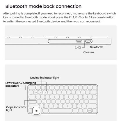 Rapoo E9050L Tri-mode Bluetooth Wireless Keyboard Silent Laptop Keyboard(White) - Wireless Keyboard by Rapoo | Online Shopping UK | buy2fix