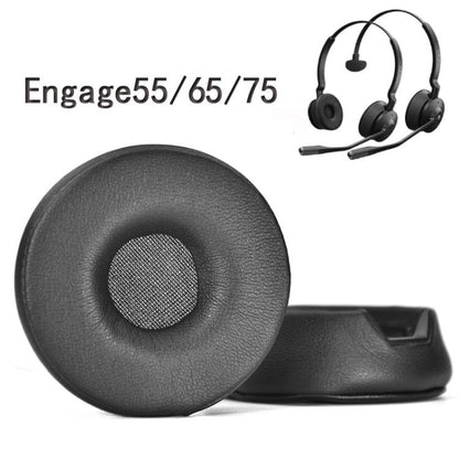 For Jabra Engage 55/65/75 Headset 1pair Protein Leather Ear Cushions Soft Replacement Ear Pads(Black) - Earmuff & Pad by buy2fix | Online Shopping UK | buy2fix
