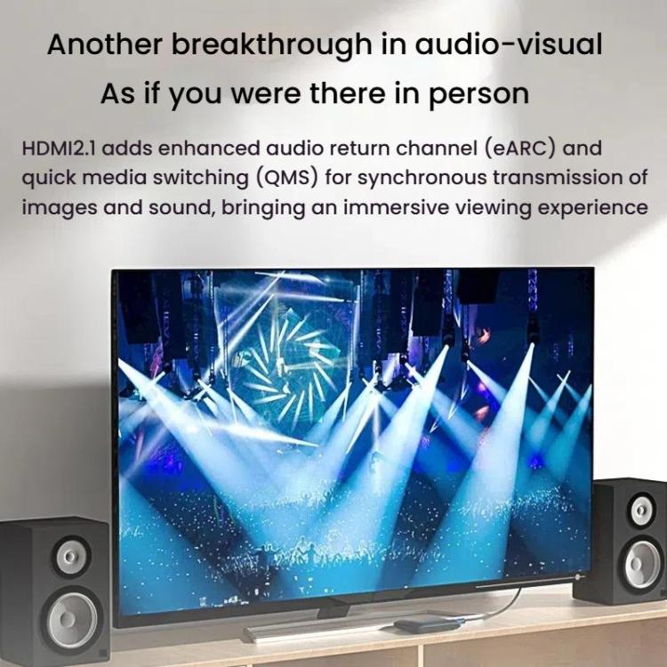 VegGieg W-H4 8K HDMI 2.1 Cable TV Set-Top Box Computer Connection Monitor Projector Video HD Cable, Size: 1m(Cotton Mesh Gray) - Cable by VegGieg | Online Shopping UK | buy2fix