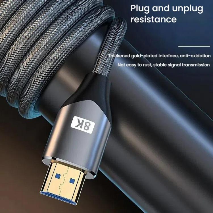VegGieg W-H4 8K HDMI 2.1 Cable TV Set-Top Box Computer Connection Monitor Projector Video HD Cable, Size: 5m(Cotton Mesh Gray) - Cable by VegGieg | Online Shopping UK | buy2fix