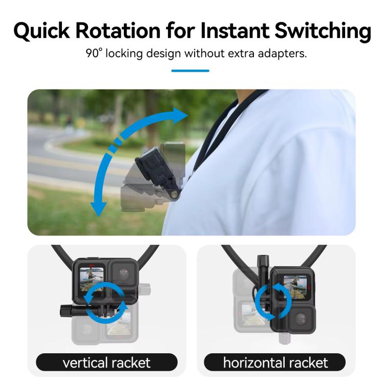 TELESIN Action Camera Neck Holder SE2.0 POV Perspective Bracket With Adjustable Chest Strap(Gray) - Holder by TELESIN | Online Shopping UK | buy2fix