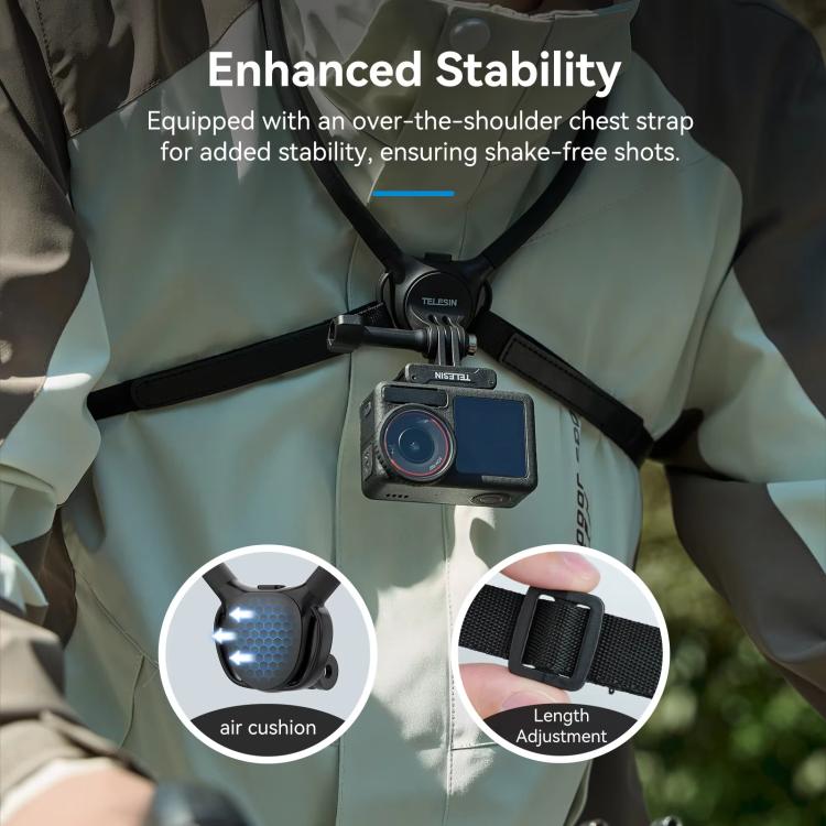 TELESIN Action Camera Neck Holder SE2.0 POV Perspective Bracket With Adjustable Chest Strap(Black) - Holder by TELESIN | Online Shopping UK | buy2fix