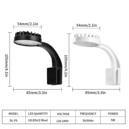 110V 5W Blue White Aquarium LED Clip Light with 12 LEDs USB Powered Mini Fish Tank Light for Aquatic Plants, Water Grass & Small Tanks(Black) - Fish Tank Lamps by buy2fix | Online Shopping UK | buy2fix