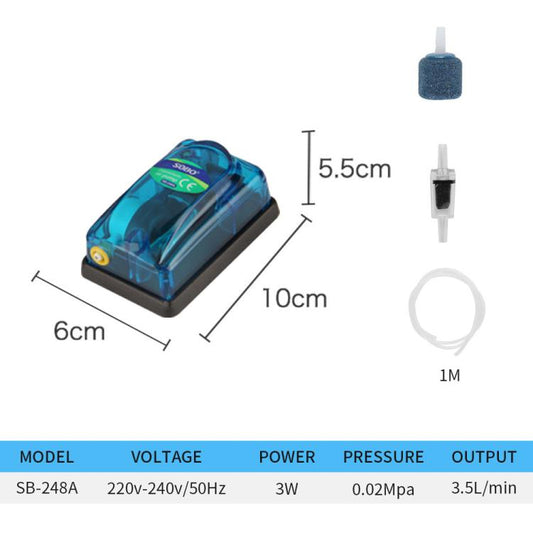 SOBO SB-248A 3W Single-hole 220-240V Transparent Ultra-Quiet Aquarium Air Pump - Air Pumps by SOBO | Online Shopping UK | buy2fix