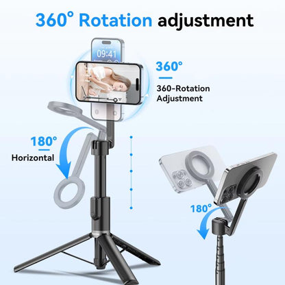 TELESIN 1.3m Magnetic Selfie Stick Tripod Phone Stand for Outdoor Vlog & Live Streaming with Bluetooth Remote(Black) - Stand by TELESIN | Online Shopping UK | buy2fix