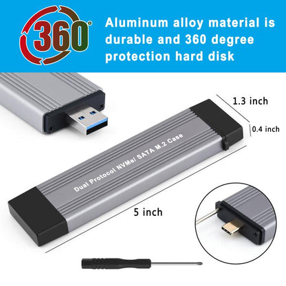 M.2 NVMe 10Gbps USB3.1 Gen2 NVMe Hard Drive Enclosure With Direct Plug USB + Type-C Dual Interface - HDD Enclosure by buy2fix | Online Shopping UK | buy2fix