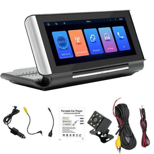 6.86 Inch Foldable Portable Bluetooth Car MP5 Player With MirrorLink/CarPlay/Android Auto Support, Spec: B5370+8LEDs Reversing Camera - Car MP3 & MP4 & MP5 by buy2fix | Online Shopping UK | buy2fix