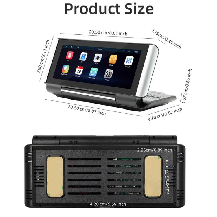 6.86 Inch Foldable Portable Bluetooth Car MP5 Player With MirrorLink/CarPlay/Android Auto Support, Spec: B5370+8LEDs Reversing Camera - Car MP3 & MP4 & MP5 by buy2fix | Online Shopping UK | buy2fix