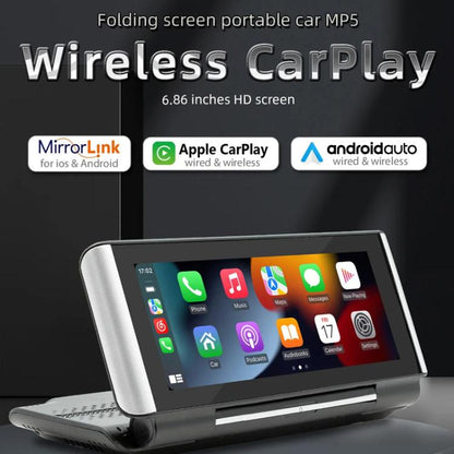 6.86 Inch Foldable Portable Bluetooth Car MP5 Player With MirrorLink/CarPlay/Android Auto Support, Spec: B5370+8LEDs Reversing Camera - Car MP3 & MP4 & MP5 by buy2fix | Online Shopping UK | buy2fix