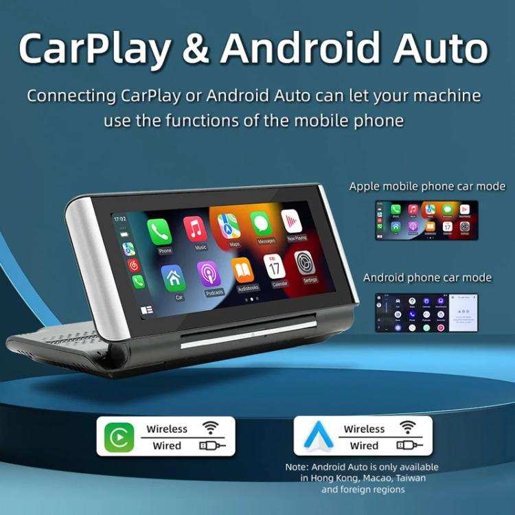 6.86 Inch Foldable Portable Bluetooth Car MP5 Player With MirrorLink/CarPlay/Android Auto Support, Spec: B5370+8LEDs Reversing Camera - Car MP3 & MP4 & MP5 by buy2fix | Online Shopping UK | buy2fix