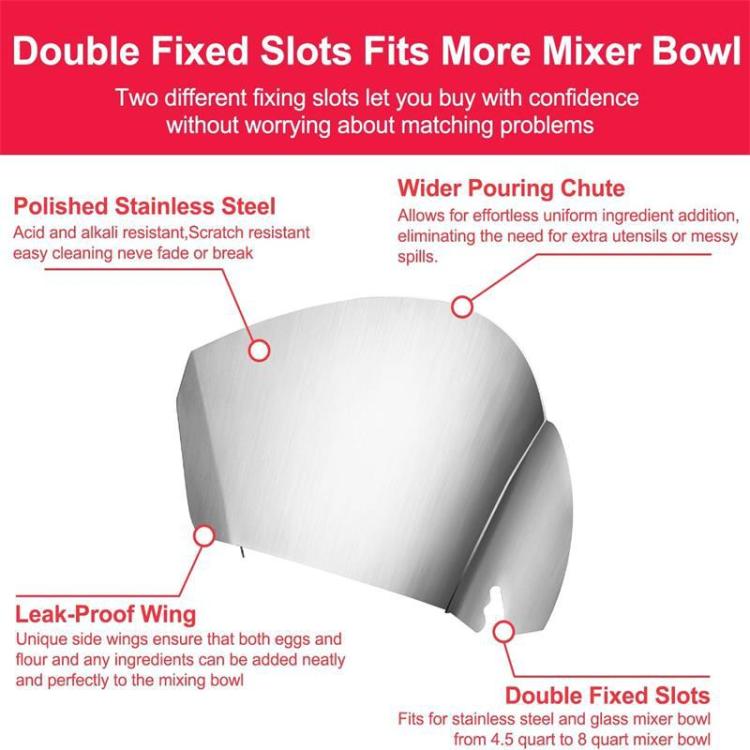 For KitchenAid Stand Mixer Stainless Steel Pouring Shield Food Chute Cover Attachment - Food Disposer Parts by buy2fix | Online Shopping UK | buy2fix