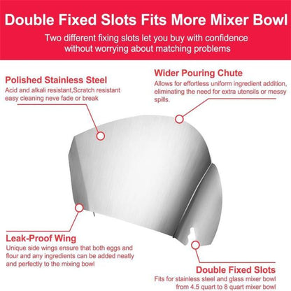 For KitchenAid Stand Mixer Stainless Steel Pouring Shield Food Chute Cover Attachment - Food Disposer Parts by buy2fix | Online Shopping UK | buy2fix