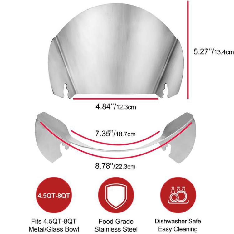 For KitchenAid Stand Mixer Stainless Steel Pouring Shield Food Chute Cover Attachment - Food Disposer Parts by buy2fix | Online Shopping UK | buy2fix