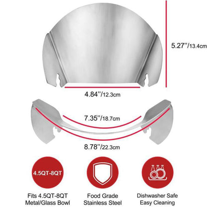 For KitchenAid Stand Mixer Stainless Steel Pouring Shield Food Chute Cover Attachment - Food Disposer Parts by buy2fix | Online Shopping UK | buy2fix