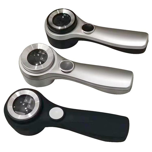 Alloy Handheld 60x USB Charging Touch Switch LED Light Optical Glass Magnifier(Silver Black) - Hand Held Style by buy2fix | Online Shopping UK | buy2fix